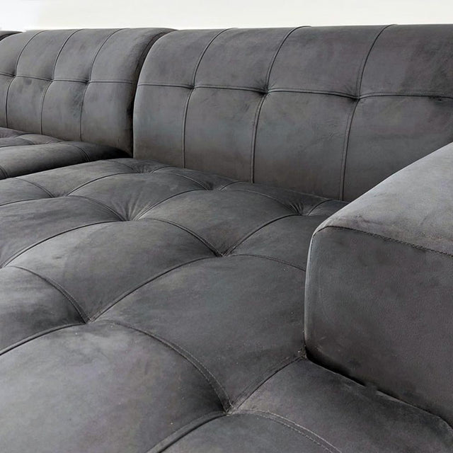 Modern-2-piece-open-plan-cinema-sofa-Grey-velvet-240cm