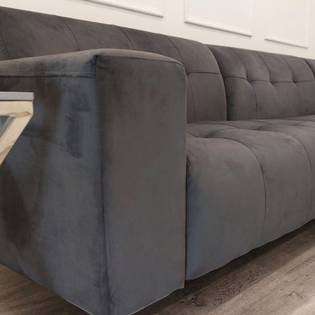 Modern-2-piece-open-plan-cinema-sofa-Grey-velvet-240cm