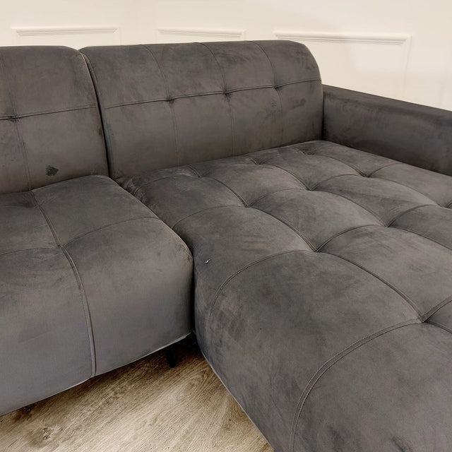 Modern-2-piece-open-plan-cinema-sofa-Grey-velvet-240cm