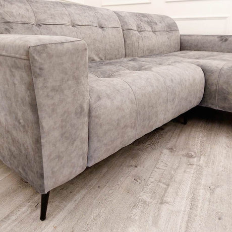 Modern-2-piece-open-plan-cinema-sofa-Mottled-Grey-velvet-240cm