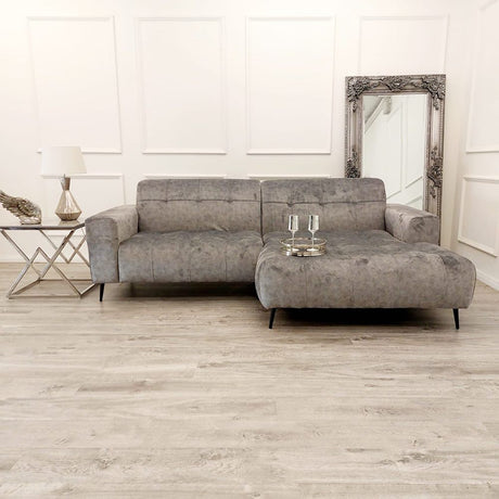 Modern-2-piece-open-plan-cinema-sofa-Mottled-Grey-velvet-240cm