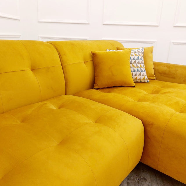 Modern-2-piece-open-plan-cinema-sofa-mustard-yellow-velvet-240cm