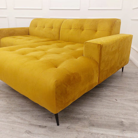 Modern-2-piece-open-plan-cinema-sofa-mustard-yellow-velvet-240cm