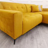 Modern-2-piece-open-plan-cinema-sofa-mustard-yellow-velvet-240cm