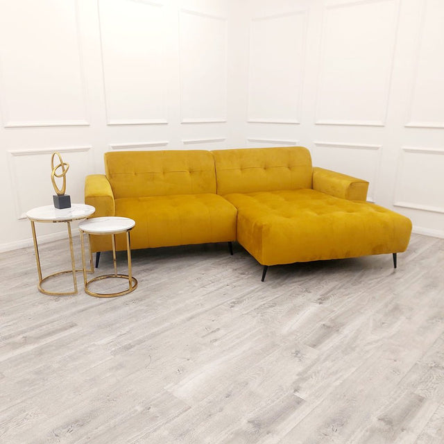 Modern-2-piece-open-plan-cinema-sofa-mustard-yellow-velvet-240cm