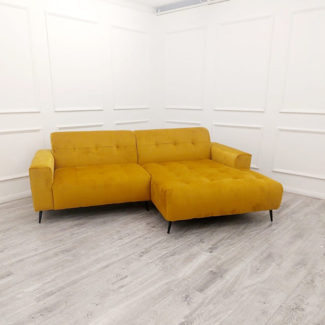 Modern-2-piece-open-plan-cinema-sofa-mustard-yellow-velvet-240cm