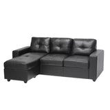 Modern-3-Seater-Black-Bonded-Leather-Corner-Sofa-With-Chaise-225cm