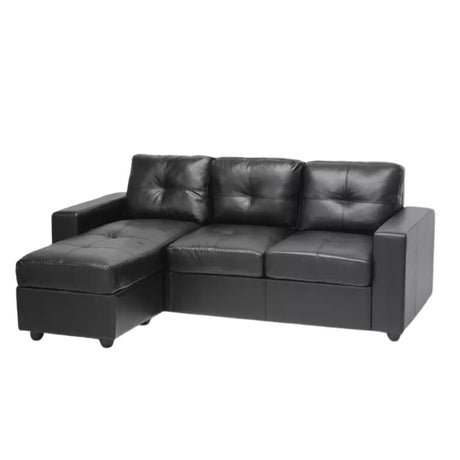 Modern-3-Seater-Black-Bonded-Leather-Corner-Sofa-With-Chaise-225cm