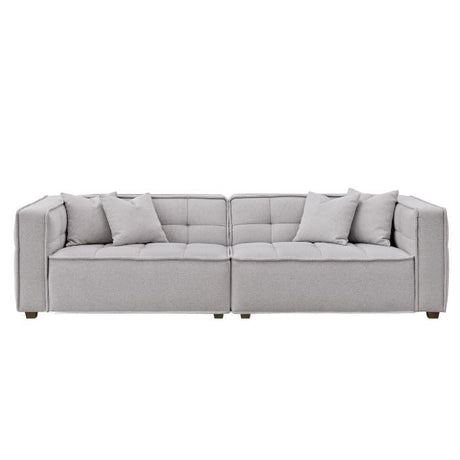 Modern 3 and 4 Seater Light Grey Boucle Sofa Set With Accent Chair And Footstool