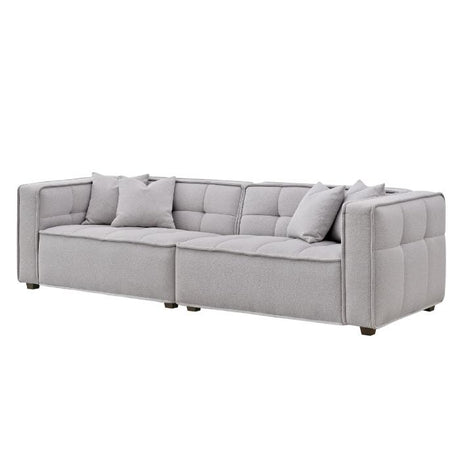 Modern 3 and 4 Seater Light Grey Boucle Sofa Set With Accent Chair And Footstool