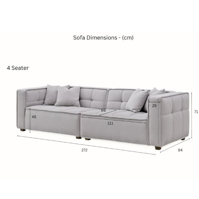 Modern 3 and 4 Seater Light Grey Boucle Sofa Set With Accent Chair And Footstool