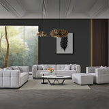 Modern 3 and 4 Seater Light Grey Boucle Sofa Set With Accent Chair And Footstool