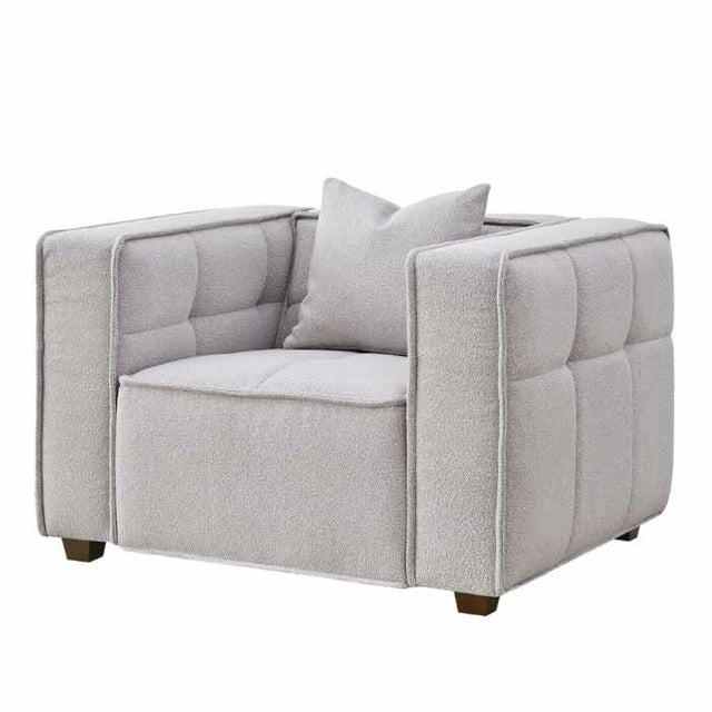 Modern 3 and 4 Seater Light Grey Boucle Sofa Set With Accent Chair And Footstool