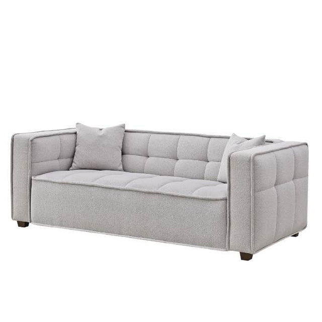 Modern 3 and 4 Seater Light Grey Boucle Sofa Set With Accent Chair And Footstool