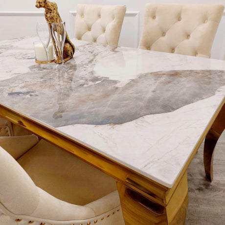 Modern-4-8-Seater-white-and-grey-marble-dining-table-rectangular-ceramic-marble-top-gold-legs