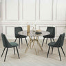 Modern 4 Seater Round Marble Dining Table Gold Hairpin Style Base With Velvet Dining Chairs Kitchen Table Set 120cm