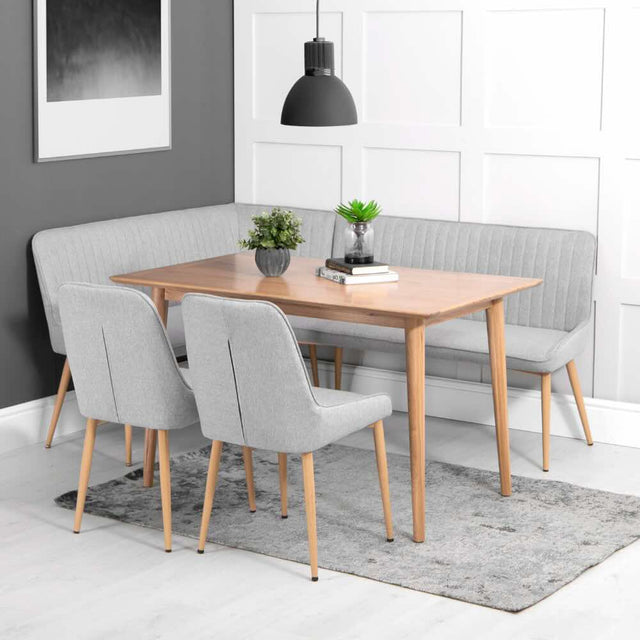 Monroe Modern Grey Fabric Dining Chairs With Wood Legs Set of 2