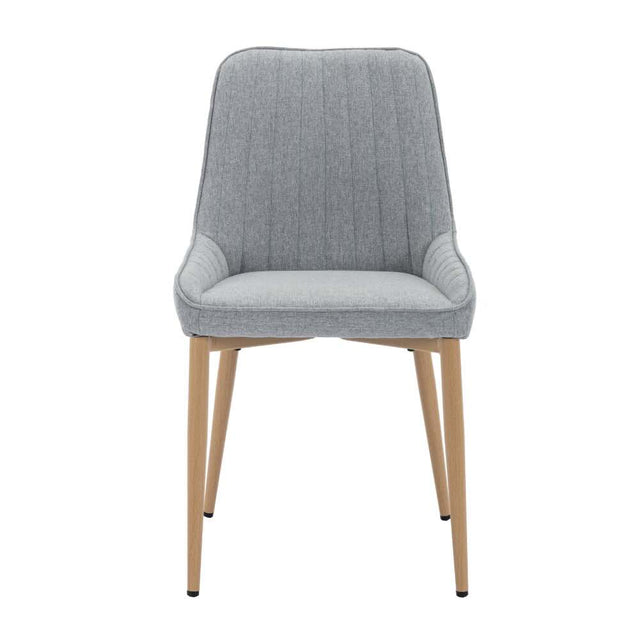 Monroe Modern Grey Fabric Dining Chairs With Wood Legs Set of 2