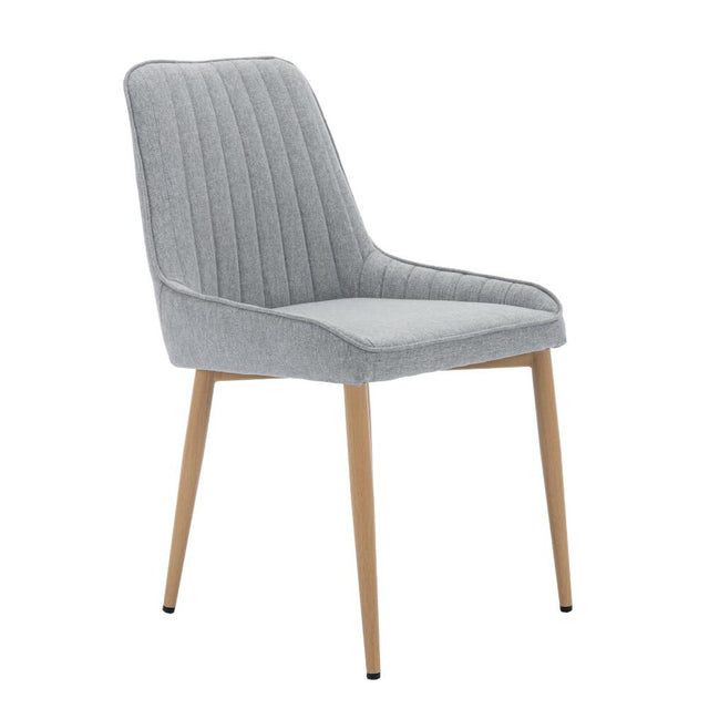 Monroe Modern Grey Fabric Dining Chairs With Wood Legs Set of 2