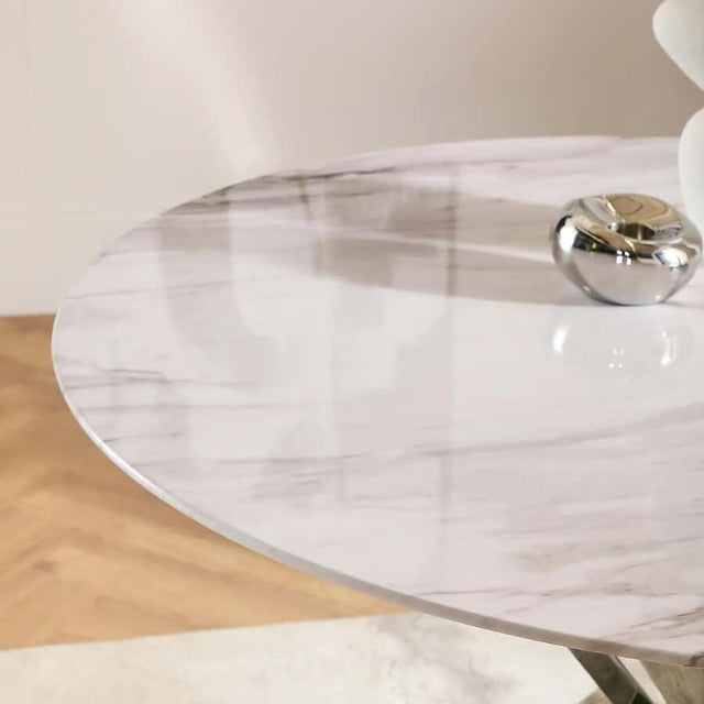 Modern-4-Seater-Round-White-Marble-Glass-Dining-Table-With-Metal-Cross-Over-Base-120cm