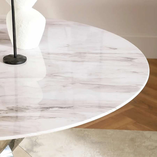 Modern-4-Seater-Round-White-Marble-Glass-Dining-Table-With-Metal-Cross-Over-Base-120cm