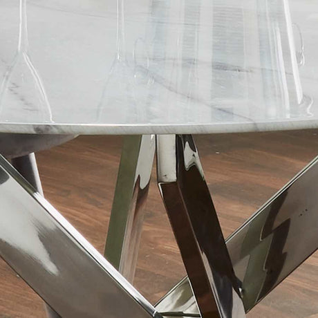 Modern-4-Seater-Round-White-Marble-Glass-Dining-Table-With-Metal-Cross-Over-Base-120cm