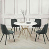 Modern 4 Seater Round Marble Dining Table Gold Hairpin Style Base With Velvet Dining Chairs Kitchen Table Set 120cm