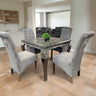 Modern-4-Seater-black-marble-dining-table-square-marble-top-chrome-stainless-steel-legs-100cm