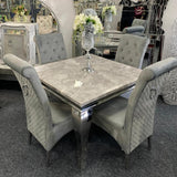 Modern-4-Seater-grey-marble-dining-table-square-marble-top-chrome-stainless-steel-legs-100cm