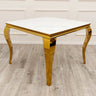 Modern-4-Seater-white-glass-dining-table-square-tempered-glass-top-gold-legs-100cm