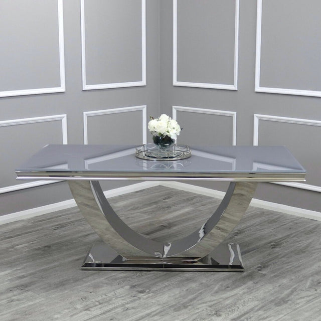 Modern-6-8-Seater-glass-dining-table-rectangular-grey-glass-top-stainless-steel-curved-base