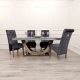 Modern-6-8-Seater-glass-dining-table-rectangular-grey-glass-top-stainless-steel-curved-base