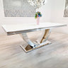 Chislehurst Modern Rectangular Tempered Glass Dining Table For 6-8 With Chrome Pedestal Base