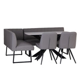 Savannah Modern Rectangular 6 Seater Grey Stone Marble Dining