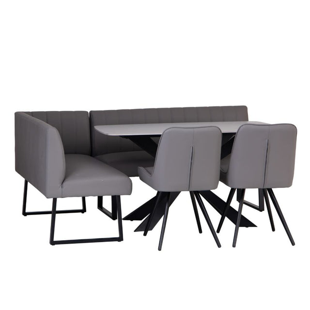 Savannah Modern Rectangular 6 Seater Grey Stone Marble Dining