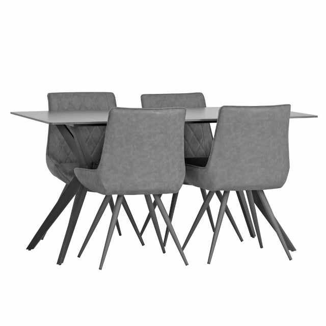 Amelia Modern 6 Seater Rectangular Grey Stone Dining Table 150cm