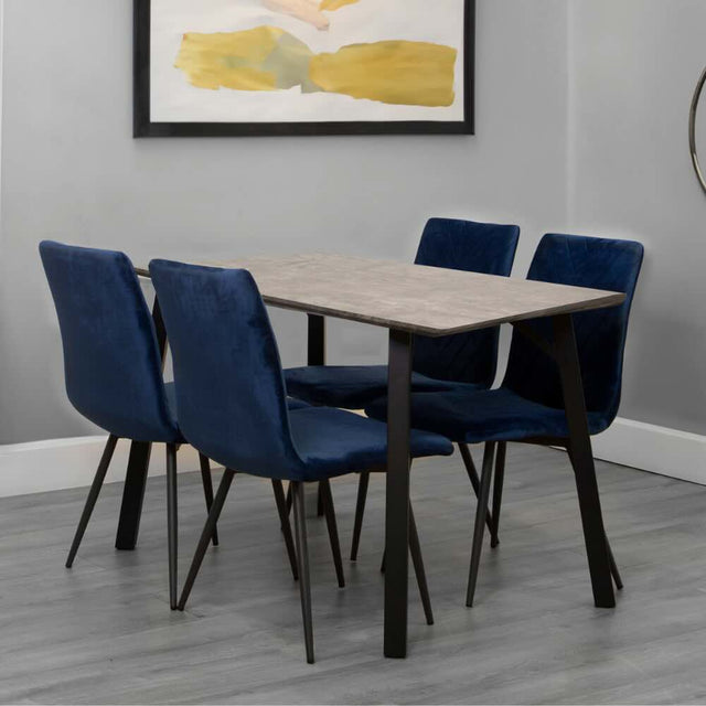 Modern-6-Seater-Grey-Sintered-Stone-Dining-Table-With-4-Blue-Velvet-Dining-Chairs-120cm