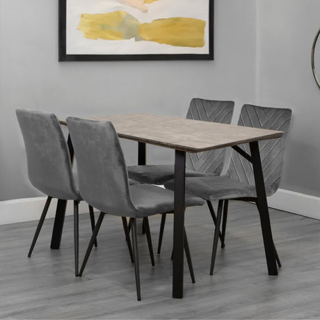 Elena Modern Rectangular 6 Seater Grey Stone Dining Table 120cm