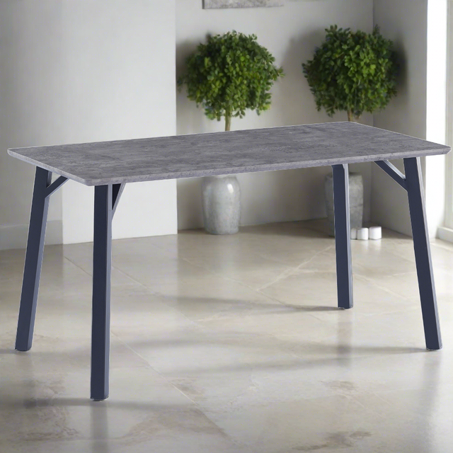 Elena Modern Rectangular 6 Seater Grey Stone Dining Table 180cm