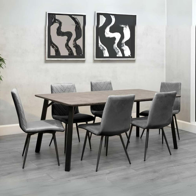 Elena Modern Rectangular 6 Seater Grey Stone Dining Table 180cm