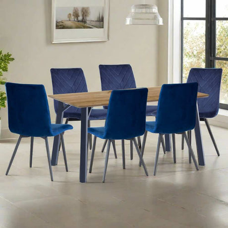 Modern-6-Seater-Oak-Wood-Dining-Table-With-6-Blue-Velvet-Dining-Chairs-180cm