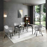 Modern-Art-Deco-Style-Grey-Fabric-Dining-Chairs-Black-Metal-Legs-Set-of-2