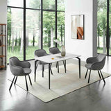 Modern-Art-Deco-Style-Grey-Fabric-Dining-Chairs-Black-Metal-Legs-Set-of-2