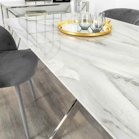 Modern-6-Seater-Rectangular-White-Marble-Glass-Dining-Table-With-Metal-Cross-Over-Base-160cm