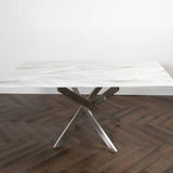 Modern-6-Seater-Rectangular-White-Marble-Glass-Dining-Table-With-Metal-Cross-Over-Base-160cm