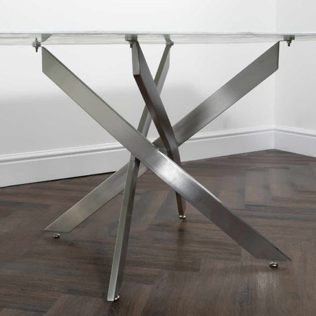 Modern-6-Seater-Rectangular-White-Marble-Glass-Dining-Table-With-Metal-Cross-Over-Base-160cm