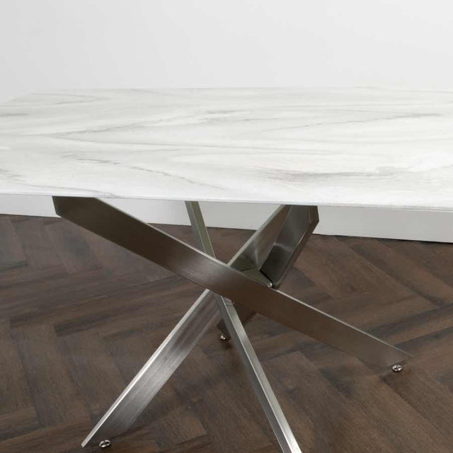 Modern-6-Seater-Rectangular-White-Marble-Glass-Dining-Table-With-Metal-Cross-Over-Base-160cm