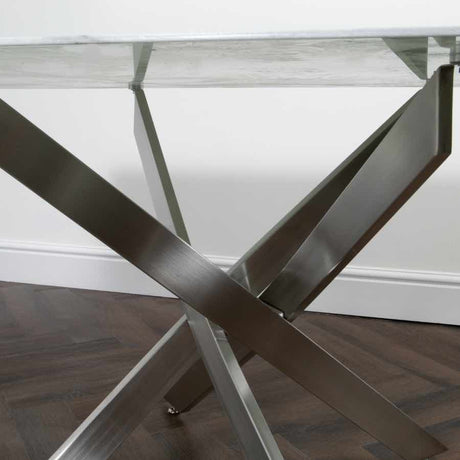 Modern-6-Seater-Rectangular-White-Marble-Glass-Dining-Table-With-Metal-Cross-Over-Base-160cm