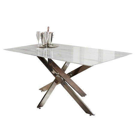 Modern-6-Seater-Rectangular-White-Marble-Glass-Dining-Table-With-Metal-Cross-Over-Base-160cm