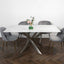 Modern Rectangular White Marble Glass Dining Table With Grey Velvet Dining Chairs Kitchen Table Set 160cm